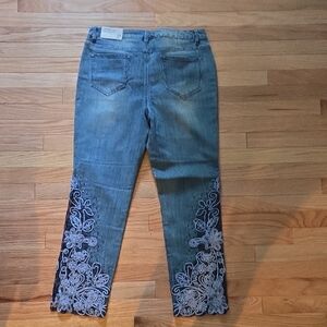 Soft Surroundings Blue Flare Jeans with Embroidery